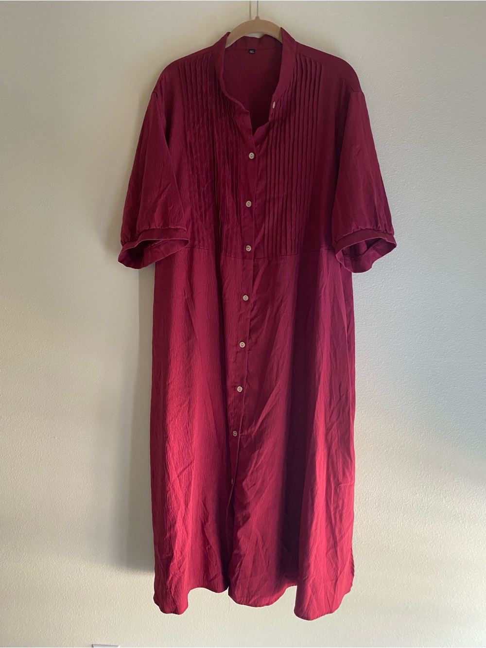 Crimson Pleated Shirt Dress